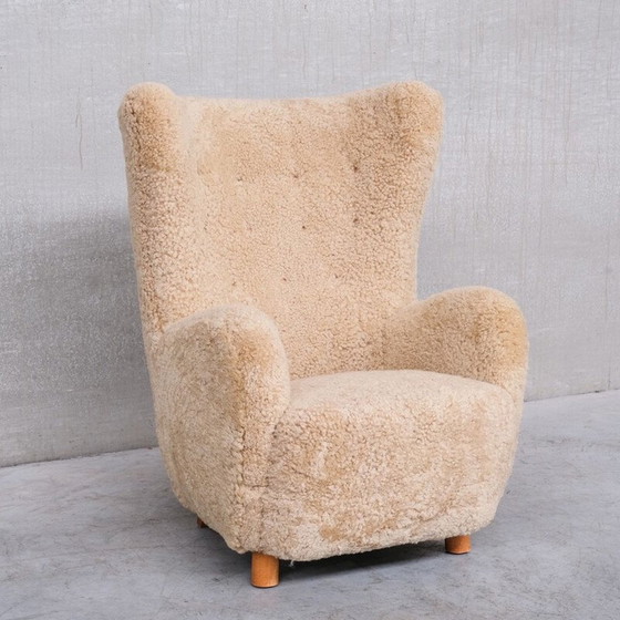Image 1 of Fauteuil Teddy Bear en shearling danois du milieu du siècle par Mogens Lassen, 1960s