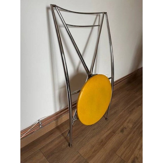 Image 1 of Chaise vintage yamakado en chrome et skaï jaune