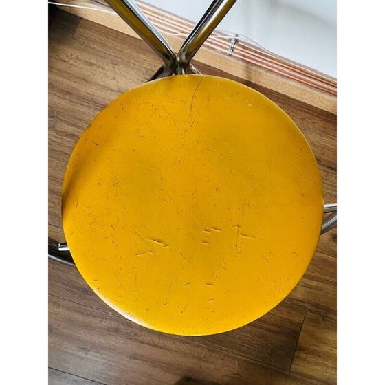 Image 1 of Chaise vintage yamakado en chrome et skaï jaune