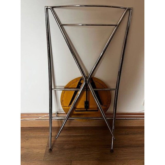 Image 1 of Chaise vintage yamakado en chrome et skaï jaune