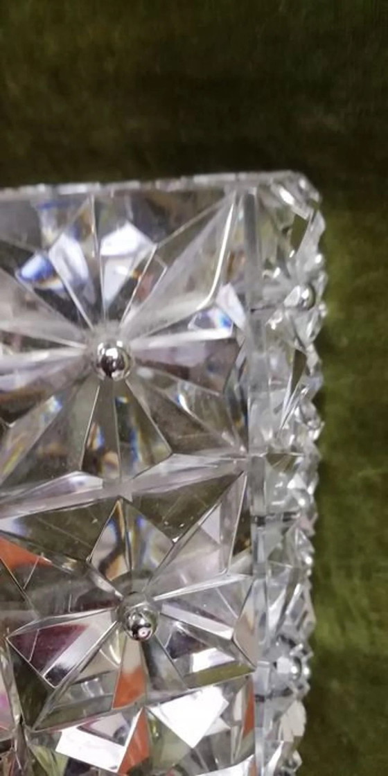 Image 1 of Plafonnier à suspension, Kinkeldey, Mid Century Modern, Art Deco, Crystal, Chrome, True Vintage