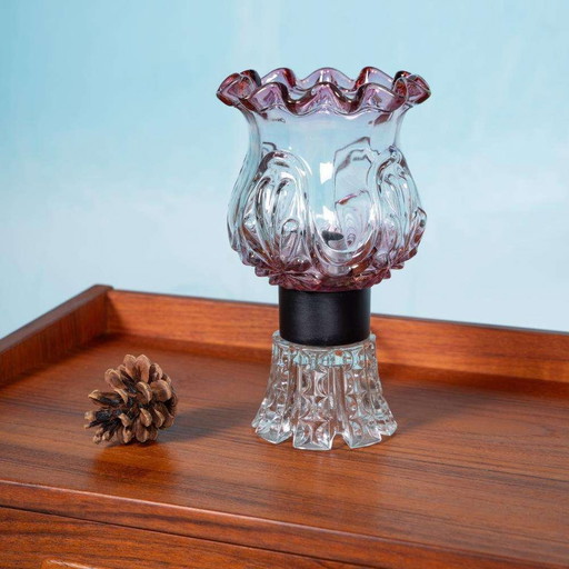 Lampe de table vintage en verre coloré suédois, lampe de table en verre