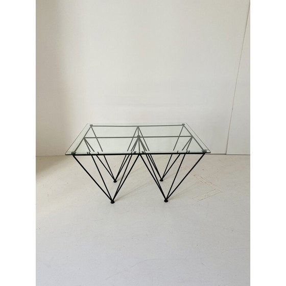 Image 1 of Table basse industrielle en verre, Italie 1970