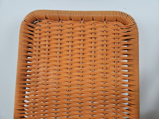 Image 1 of Chaises de bar des années 1960 en fer et plastique tissé orange