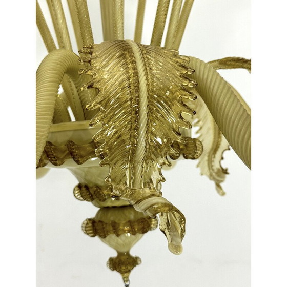 Image 1 of Lustre vintage en verre de Murano avec 6 bras, Italie 1950