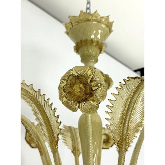 Image 1 of Lustre vintage en verre de Murano avec 6 bras, Italie 1950