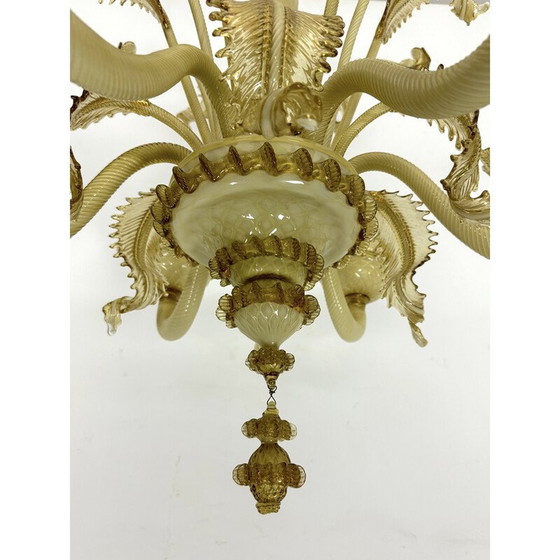 Image 1 of Lustre vintage en verre de Murano avec 6 bras, Italie 1950