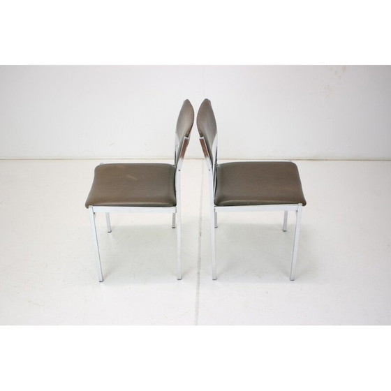 Image 1 of Paire de chaises vintage en chrome et similicuir, Tchécoslovaquie 1970