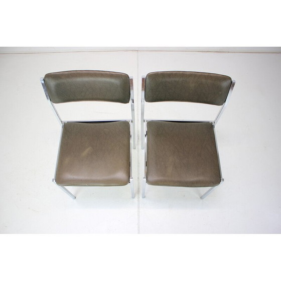Image 1 of Paire de chaises vintage en chrome et similicuir, Tchécoslovaquie 1970