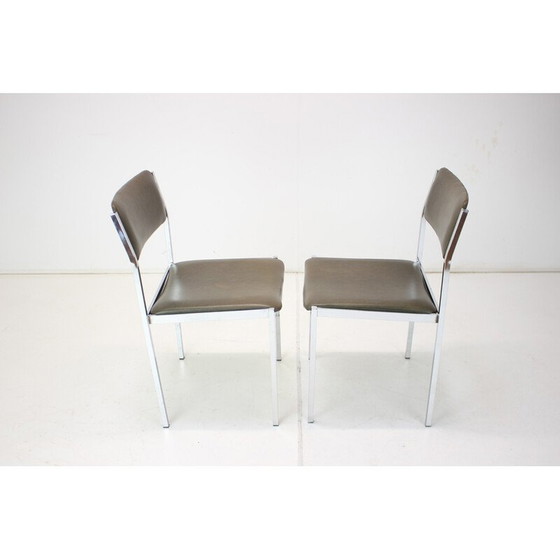 Image 1 of Paire de chaises vintage en chrome et similicuir, Tchécoslovaquie 1970