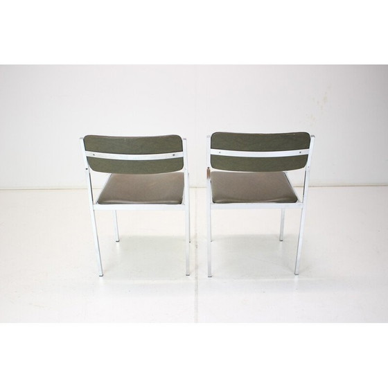 Image 1 of Paire de chaises vintage en chrome et similicuir, Tchécoslovaquie 1970
