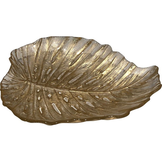 Image 1 of Organiseur de poche vintage en cristal de Murano en forme de feuille de chêne, Italie 1970