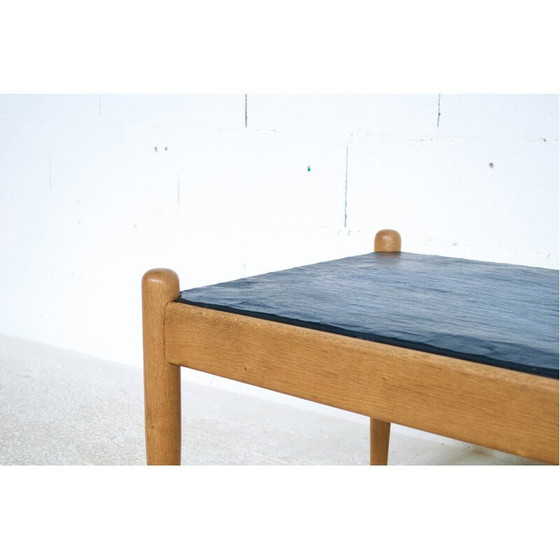 Image 1 of Table basse scandinave vintage en bois de chêne et ardoise, 1960