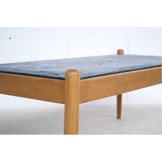 Image 1 of Table basse scandinave vintage en bois de chêne et ardoise, 1960