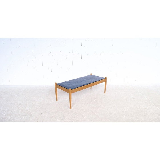 Image 1 of Table basse scandinave vintage en bois de chêne et ardoise, 1960