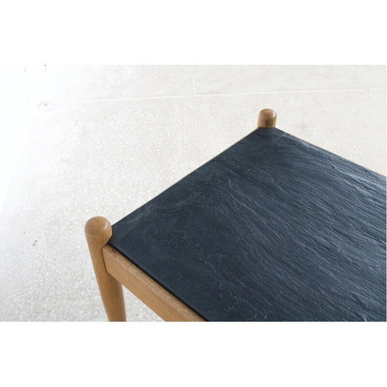 Image 1 of Table basse scandinave vintage en bois de chêne et ardoise, 1960