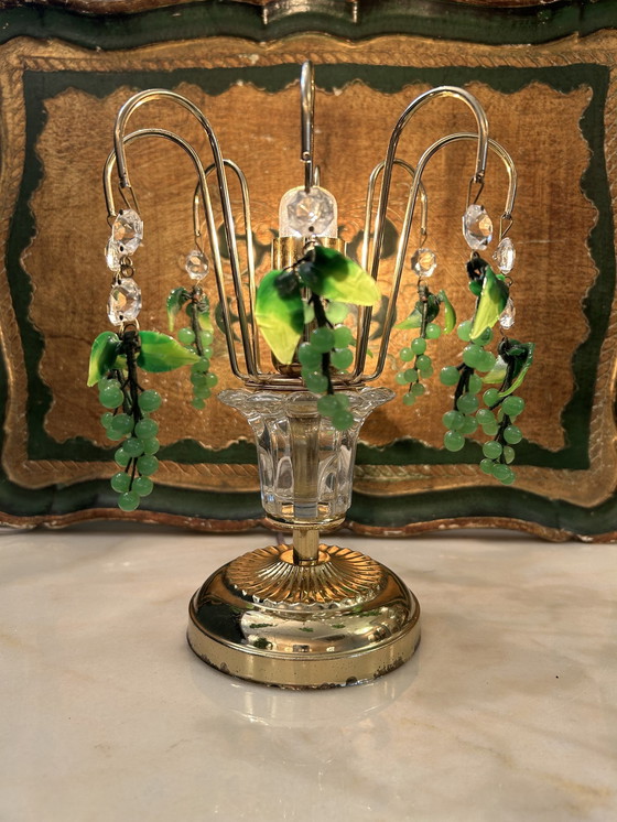 Image 1 of 2 pièces lampes de table vintage raisin vert lampes de table vintage