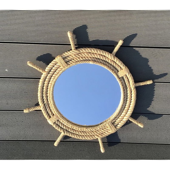 Image 1 of Miroir vintage en corde par Audoux-Minet