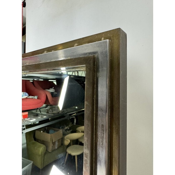 Image 1 of Miroir vintage en laiton et chrome par Romeo Rega, Italie 1970