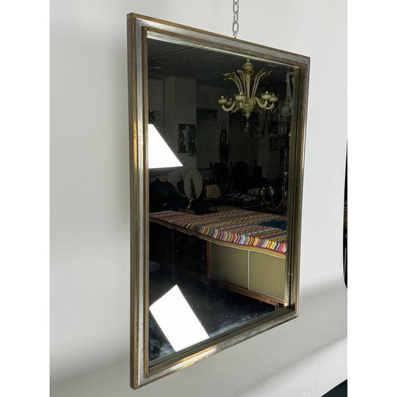 Image 1 of Miroir vintage en laiton et chrome par Romeo Rega, Italie 1970