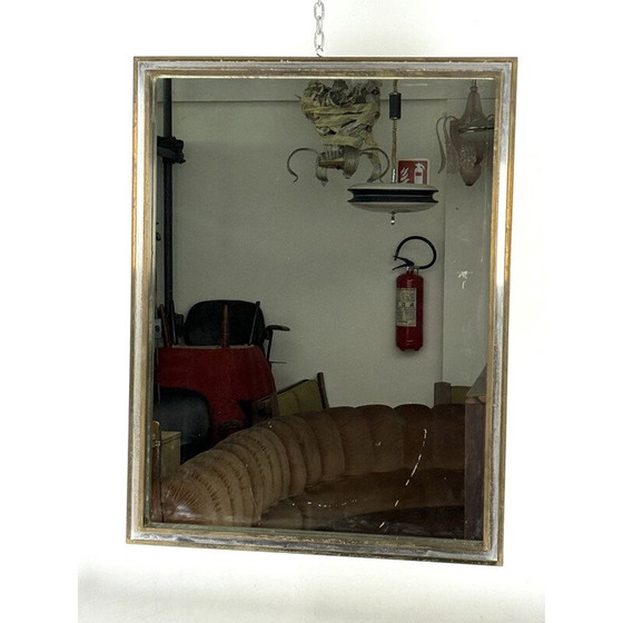 Image 1 of Miroir vintage en laiton et chrome par Romeo Rega, Italie 1970