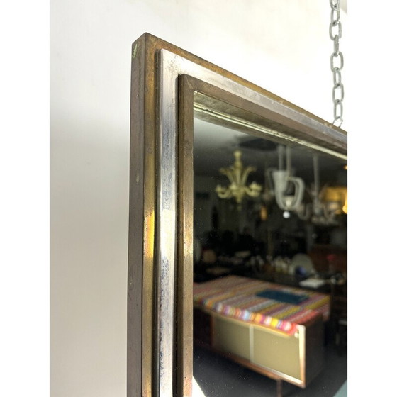 Image 1 of Miroir vintage en laiton et chrome par Romeo Rega, Italie 1970
