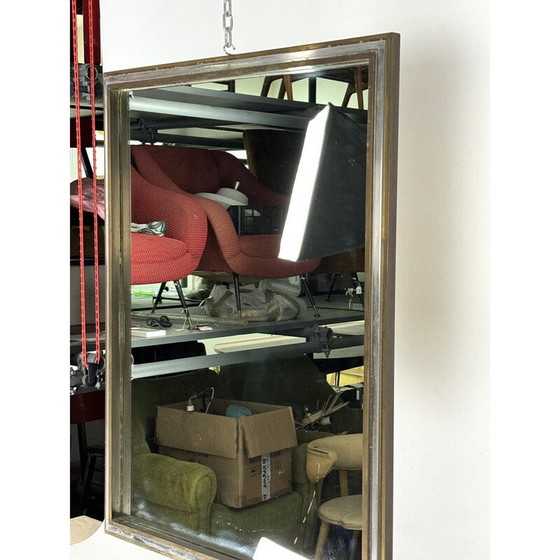 Image 1 of Miroir vintage en laiton et chrome par Romeo Rega, Italie 1970