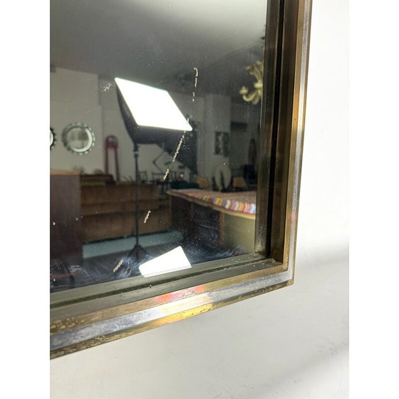 Image 1 of Miroir vintage en laiton et chrome par Romeo Rega, Italie 1970