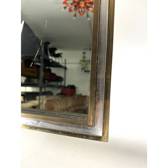 Image 1 of Miroir vintage en laiton et chrome par Romeo Rega, Italie 1970