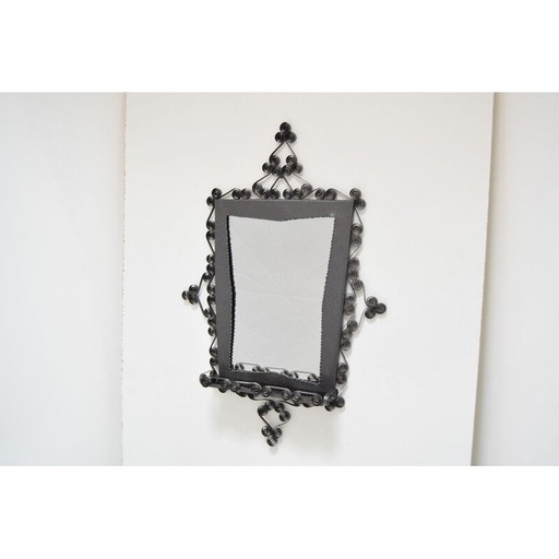 Miroir mural vintage en verre et métal, Tchécoslovaquie 1960