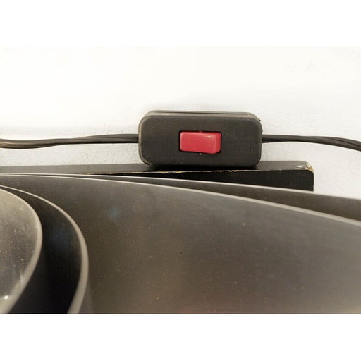 Lampe de bureau vintage en métal et bois, Italie 1970