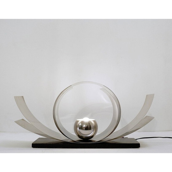 Image 1 of Lampe de bureau vintage en métal et bois, Italie 1970