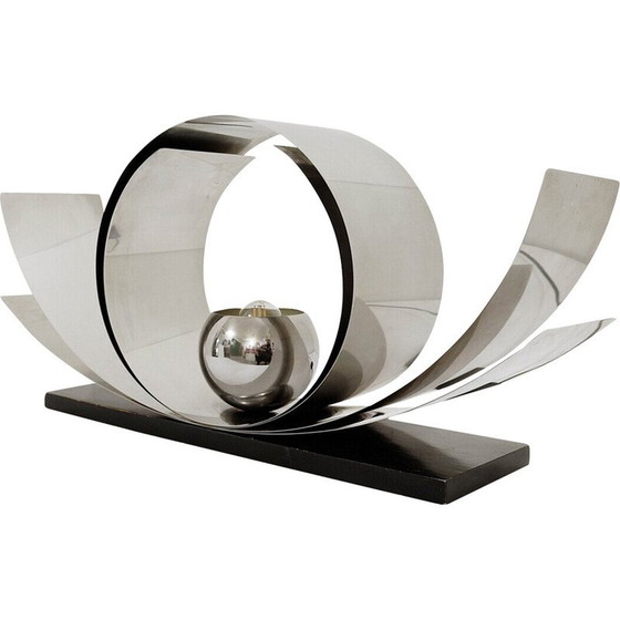 Image 1 of Lampe de bureau vintage en métal et bois, Italie 1970