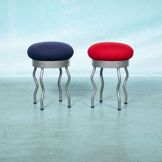 Image 1 of Tabouret zigzag de l'ère spatiale Tabouret Ikea vintage des années 90