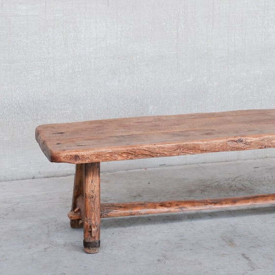 Image 1 of Table basse vintage brutaliste en chêne et fer, France 1950