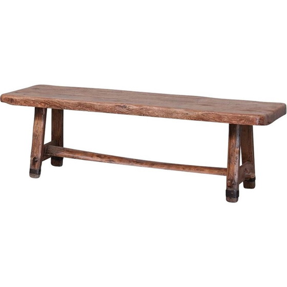 Image 1 of Table basse vintage brutaliste en chêne et fer, France 1950