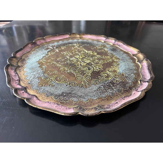 Plateau vintage florentin or et rose – Objets déco (photo 3 of 8)