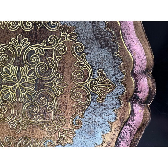 Plateau vintage florentin or et rose – Objets déco (photo 7 of 8)