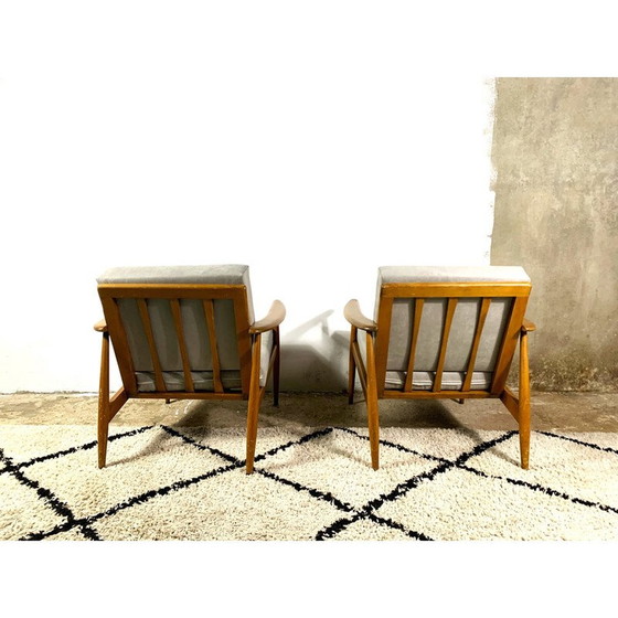Image 1 of Paire de fauteuils vintage en hêtre verni, 1960