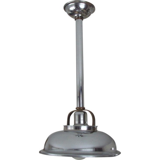 Image 1 of Lampe suspendue vintage en laiton nickelé, 1930