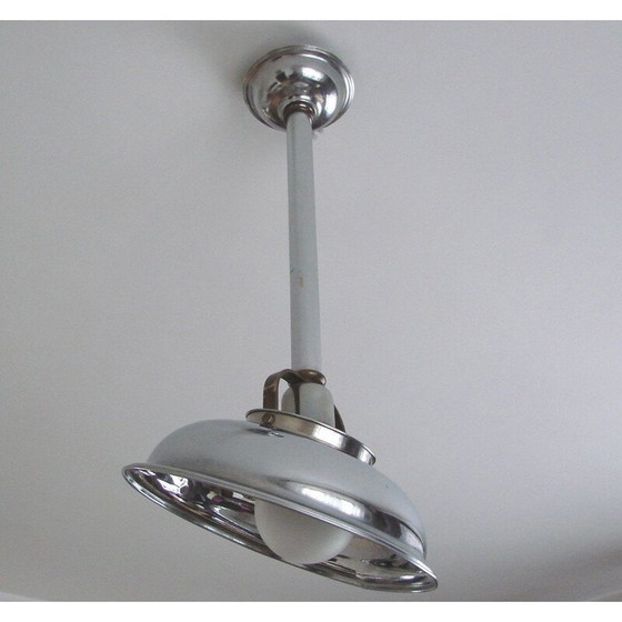 Image 1 of Lampe suspendue vintage en laiton nickelé, 1930