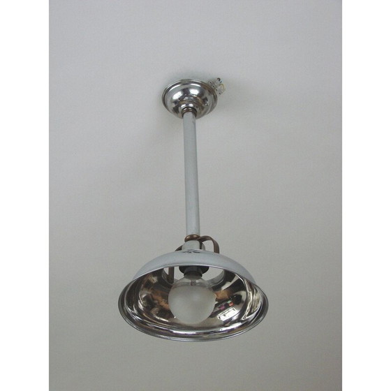 Image 1 of Lampe suspendue vintage en laiton nickelé, 1930