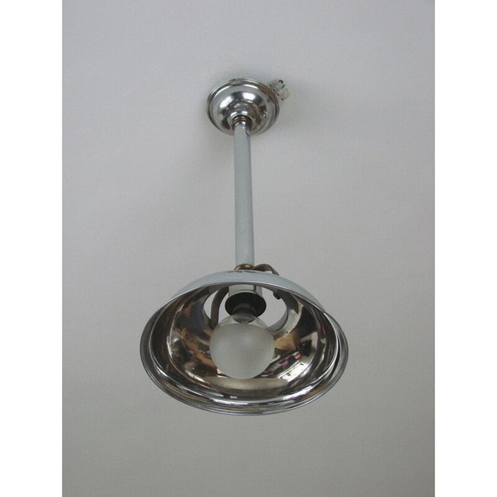 Image 1 of Lampe suspendue vintage en laiton nickelé, 1930