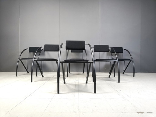 Ensemble de 6 chaises de salle à manger postmodernes, 1980S