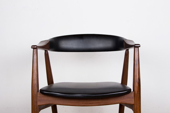 Image 1 of Fauteuil De Bureau Danois En Teck Et Skai Modèle 213 Par Thomas Harlev 1960.