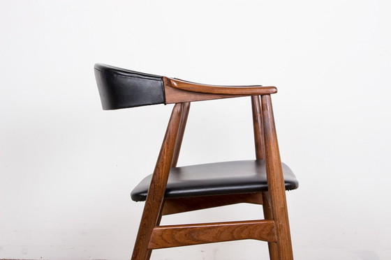 Image 1 of Fauteuil De Bureau Danois En Teck Et Skai Modèle 213 Par Thomas Harlev 1960.