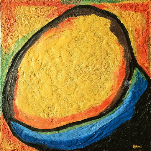 Peinture abstraite colorée sur panneau
