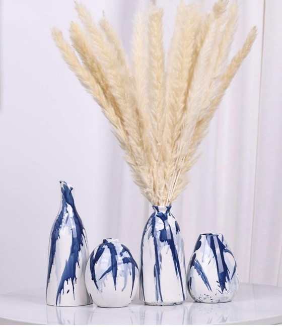 Image 1 of Vases À Bourgeons En Céramique Bleu Et Blanc