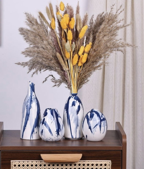 Image 1 of Vases À Bourgeons En Céramique Bleu Et Blanc