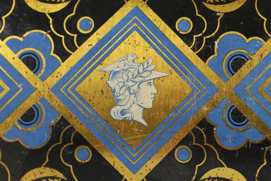 Image 1 of Boîte en métal Art déco française décorée de mercure, années 1930